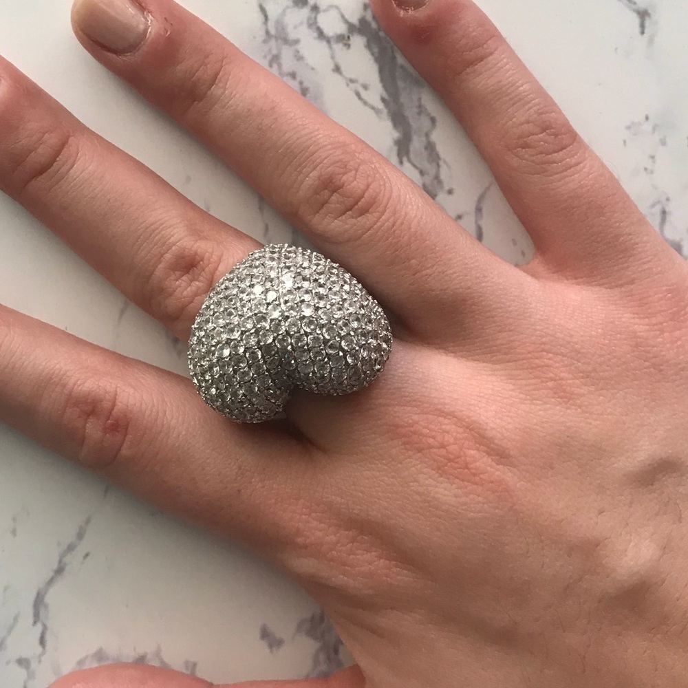 Gorgeous crystals and silver ring.